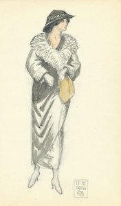 Modieuze dame, 15.IV.1916, 1916 door Joseph Edward Southall