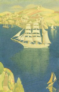 De witte bark bij Fowey, 1943 door Joseph Edward Southall
