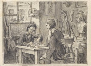 De Schaakspelers in het Beeldhouwersatelier