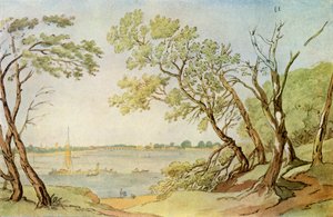 Chelsea Bridge vanaf Millbank, 1790, 1943 door Joseph Farington