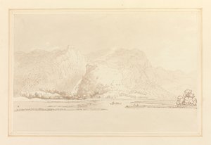 Lodore Cottage rotsen en waterval door Joseph Farington