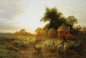 Gele zonsondergang stervend in het westen door Joseph Farquharson