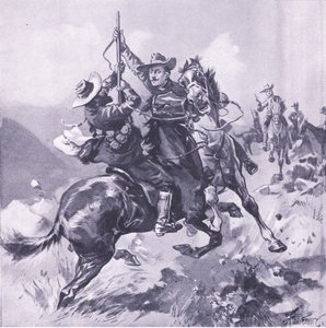 De vangst van veldkornet Swanepool, illustratie uit Na Pretoria: De Guerrillaoorlog, 1902 door Joseph Finnemore