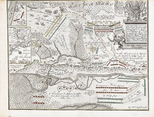 Kaart van de Slag bij Poltava op 27 juni 1709