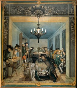 Manufactuur van Indiase stof van de gebroeders Wetter: werkplaats voor de voorbereiding van de borden en kleuren door Joseph Gabriel Rossetti