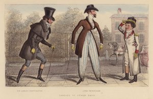 Dandies van vroeger (gekleurde gravure) door Joseph Grego