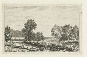 Landschap met twee figuren door Joseph Hartogensis