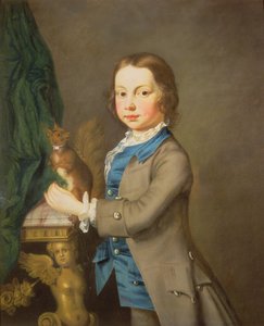 Een portret van een jongen met een huisdier eekhoorn, 18e eeuw