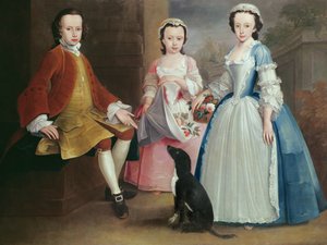 Sara, Anna en Evan Davies met hun hond