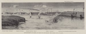 Bombardement van forten bij Taku door kanonneerboten, de scène net bij zonsopgang door Joseph Holland Tringham