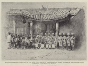 Militaire politie-escorte die Mr H F Hertz begeleidt, die door de regering van Birma is afgevaardigd om het grensgeschil tussen de Kachin-stammen en de Shans op te lossen door Joseph Holland Tringham