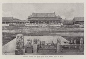 De crisis in China, een van de hoven van het keizerlijk paleis in Peking