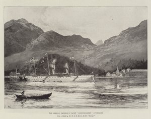 Het jacht Hohenzollern van de Duitse keizer in Bergen door Joseph Holland Tringham
