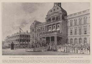 De dankdienst op het plein in Pretoria, 8 juni, Lord Kitchener roept op tot drie hoera