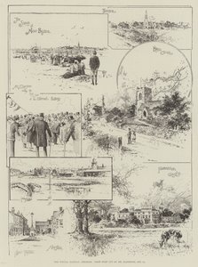 De Wirral Spoorweg, Cheshire, Eerste Turf gesneden door Mr Gladstone, 21 oktober door Joseph Holland Tringham
