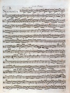 Pagina van de partituur van Symfonie in ut majeur door Pleyel door Joseph Ignace Pleyel