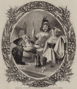 Kerstsporten in de oude tijd, de dienarenhal door Joseph Kenny Meadows
