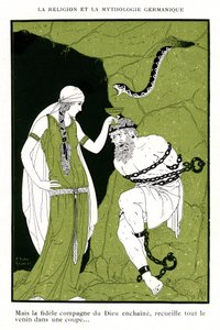 Noordse mythologie: Liederen van Edda, IJslandse legende (chromolithografie)