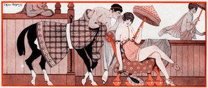 Wat was, in de Olympische periode, Le Prix de Diane - De Jockeys Tip - illustratie uit la Vie Parisienne, 1927 door Joseph Kuhn Regnier