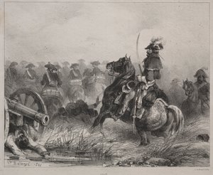 Cavaleriescène, 1836 door Joseph Louis Hippolyte Bellange