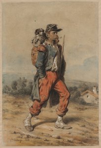 Soldaat met Hond, 1853 door Joseph Louis Hippolyte Bellange