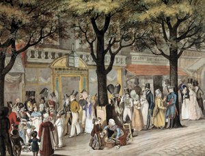 Wandeling op een boulevard in Parijs in 1819 door Joseph Louis Hippolyte Bellange