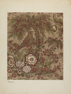 Gedrukt Katoenen Chintz, c. 1940 door Joseph Lubrano