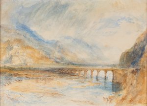 Bellinzona - De brug over de Ticino, ca. 1843 door Joseph Mallord William Turner