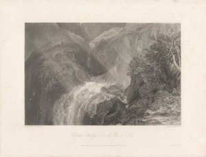 Kettingbrug over de rivier Tees, 1838 door Joseph Mallord William Turner