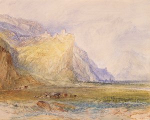 Domleschg-vallei, kijkend naar het zuidoosten, richting Schloss Ortenstein, ca. 1853