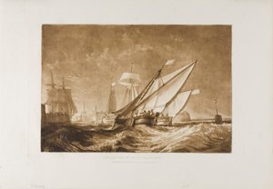 Ingang van de haven van Calais, plaat 55 uit Liber Studiorum door Joseph Mallord William Turner