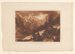 Gezicht op de vallei van Chamonix met de rivier de Arveyron door Joseph Mallord William Turner