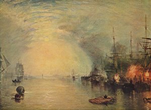 Keelmen die kolen laden bij maanlicht door Joseph Mallord William Turner