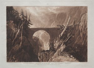 Liber Studiorum: Kleine Duivelsbrug over de Russ, boven Altdorft, Zwitserland door Joseph Mallord William Turner