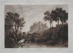 Liber Studiorum: Het kasteel boven de weiden door Joseph Mallord William Turner