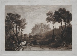 Liber Studiorum: Het kasteel boven de weiden door Joseph Mallord William Turner