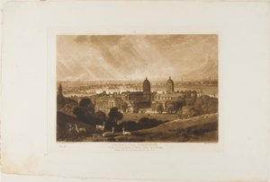 Londen vanaf Greenwich, plaat 26 uit Liber Studiorum door Joseph Mallord William Turner