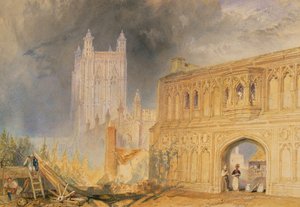 Malvern Abdij en Poort, Worcestershire, ca. 1830 door Joseph Mallord William Turner