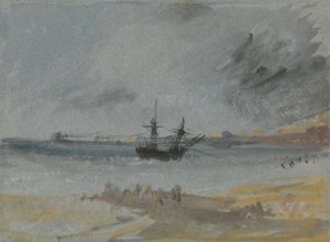 Schip aan de grond in Brighton door Joseph Mallord William Turner