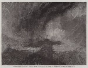 Sneeuwstorm, Stoomboot bij een havenmond die signalen maakt, in de National Gallery