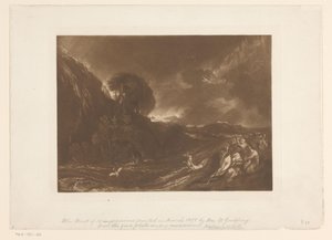 Stormachtig landschap met vloed en drenkelingen door Joseph Mallord William Turner