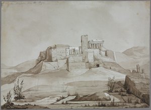 De Akropolis vanaf de Pnyx, Athene, Griekenland