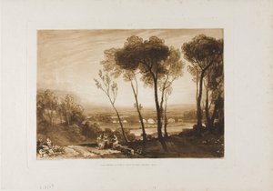 De brug in de verte, plaat 13 uit Liber Studiorum door Joseph Mallord William Turner