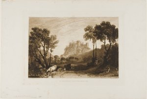 Het Kasteel Boven de Weiden, plaat 8 uit Liber Studiorum door Joseph Mallord William Turner