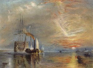 De oude Temeraire gesleept naar haar laatste ligplaats door Joseph Mallord William Turner