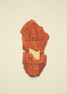 Achterkant van het zegel van Matthew Parker, aartsbisschop van Canterbury, bij het testament van Thomas Alyce, koopman door Joseph Manning