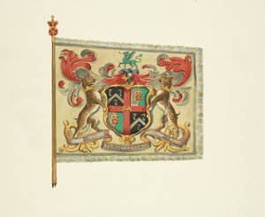 Banier van de Barbiers en Chirurgen, met opschrift 