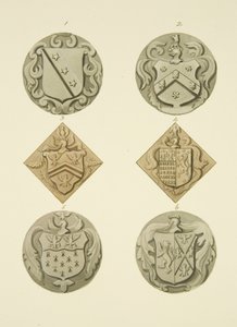 Wapenschilden op grafstenen in de kerk van St Thomas door Joseph Manning