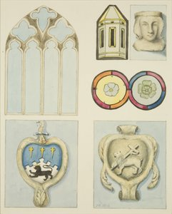 Details van het interieur van de Temple Church door Joseph Manning