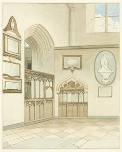 Einde van het zuidelijke transept van de kathedraal van Bristol door Joseph Manning